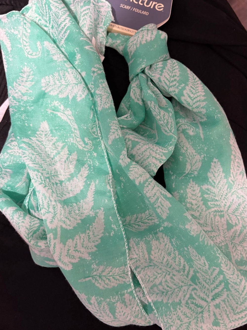 Cultured Mint Green Fern Print Scarf